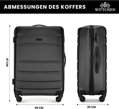 WITTCHEN Mittlerer Koffer Trolley Koffer Reisekoffer aus ABS Hartschalen Trolley 4 Rollen Kombinatio