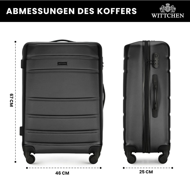 WITTCHEN Mittlerer Koffer Trolley Koffer Reisekoffer aus ABS Hartschalen Trolley 4 Rollen Kombinatio