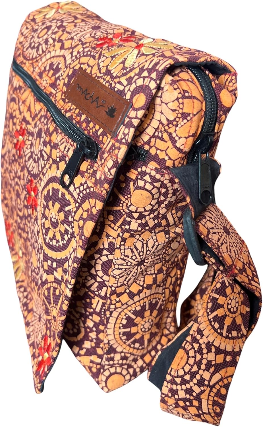 Damen Baumwolle Umhängetasche Indische Ethno Stil Boho Maliprint Tasche Baumwolle satche l mit Klapp