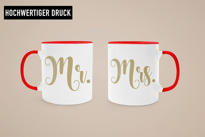 Trendation - Partnertassen Mr Mrs Tassen Set Geschenk Sie und Ihn Liebe Valentinstag Kaffeetassen Lu