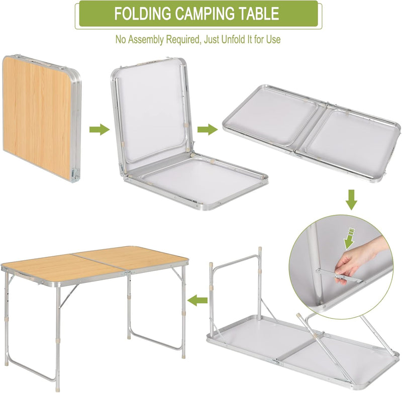 WOLTU Campingtisch Klapptisch Gartentisch Arbeitstisch Balkontisch höhenverstellbar Aluminium MDF He