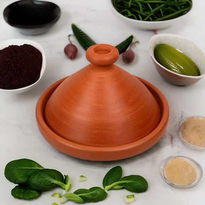 Marokkanische Tajine zum Kochen, original aus marokko, für 4-5 Person, Ø 30 cm, handgetöpfert Marrak
