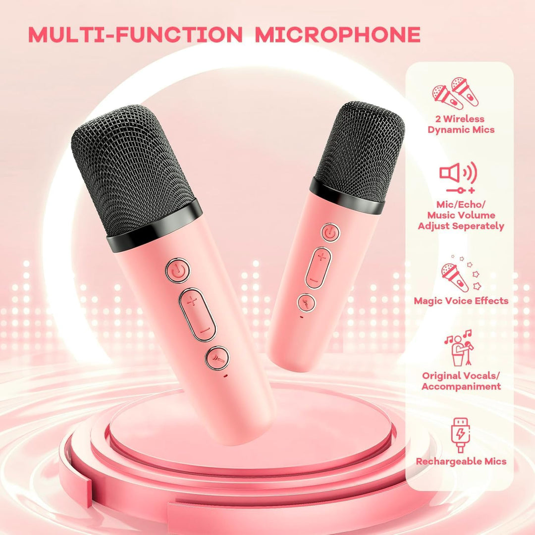 YLL Mini Kinder Karaoke Maschine mit 2 Mikrofon, Karaoke Geschenke für Mädchen Alter 3 4 5 6 7 8 9 1