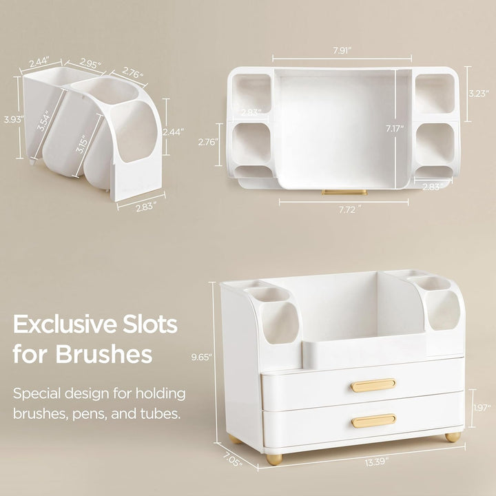 hblife Makeup Kosmetik Organizer mit Schubladen, Pinsel Organizer, 3-in-1 Plastic Kosmetik Aufbewahr