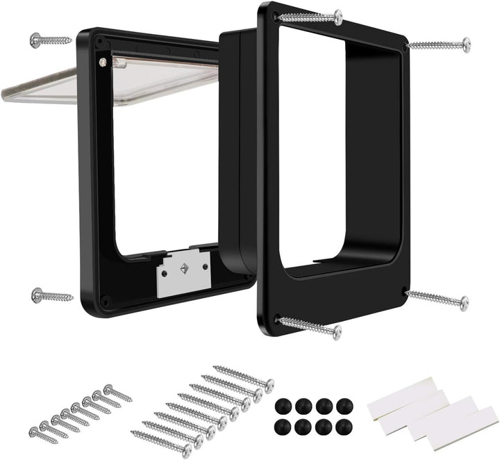 CEESC Grosse Katzenklappe (Aussengrösse 29,5 cm x 24,5 cm), drehbare 4-Wege-Verriegelungstür für Kat