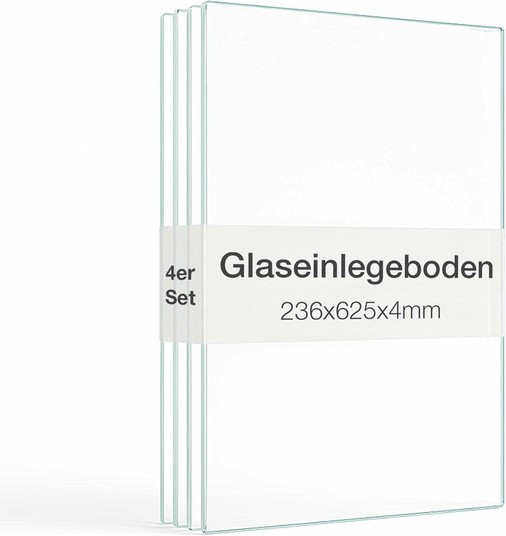 K-Möbel Glaseinlegeboden 4er-Set Glasboden für 2 TRG. Standvitrine für C1084 / C1019 Zubehör Glasböd