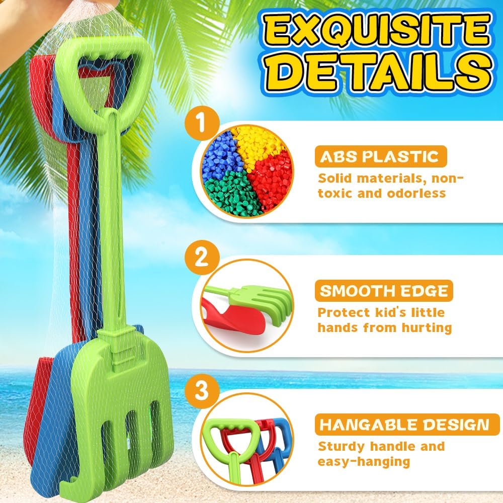 Jumbo-Strandschaufeln, Spielzeug für Kinder, 40,6 cm Langer Griff, Schaufel aus ABS-Kunststoff, 3er-
