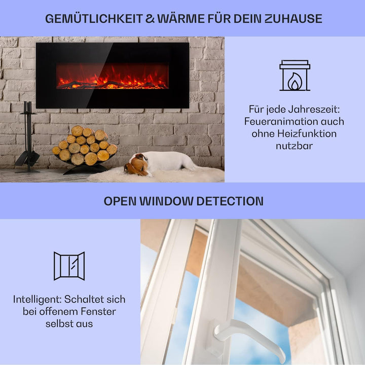 Klarstein Elektrokamin, Elektro Heizungen für Wohnzimmer & Innenräume, Elektrischer Kamin mit LED Fl