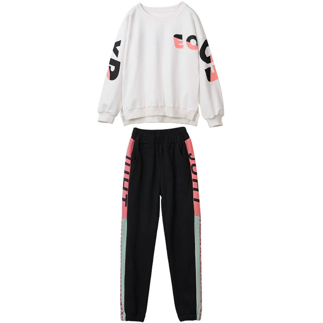 Mädchen Trainingsanzug Gestreift Pullover Sweatshirt Jogging Hose Bekleidungsset for 3-14 Jahre 7-8