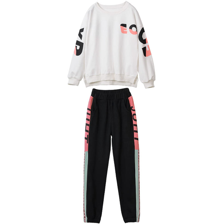 Mädchen Trainingsanzug Gestreift Pullover Sweatshirt Jogging Hose Bekleidungsset for 3-14 Jahre 7-8