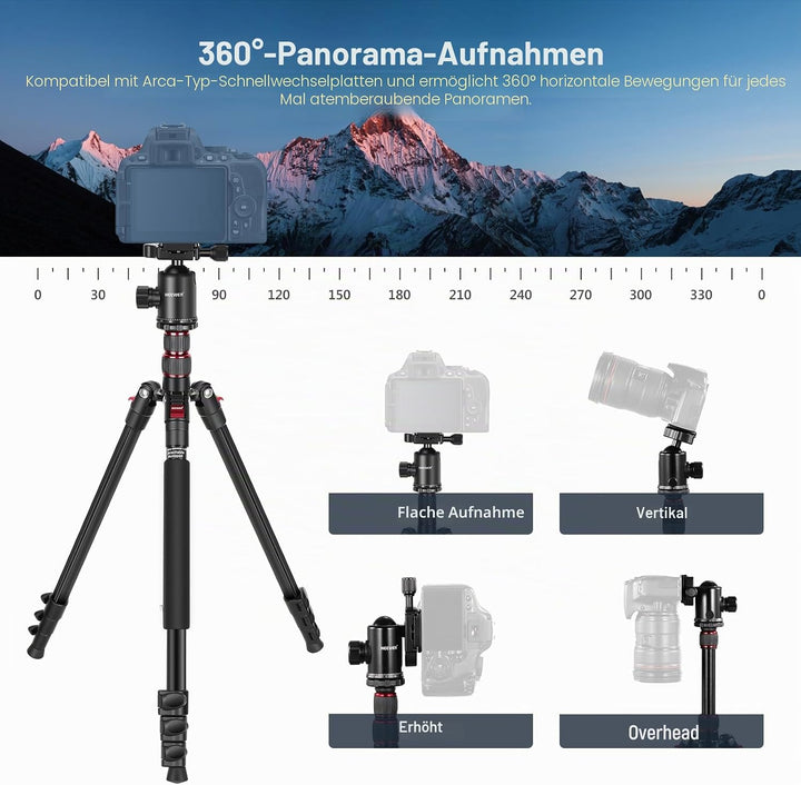 NEEWER 195,6cm Kamera Stativ Einbeinstativ mit Handyhalter, tragbares Reisestativ mit Fernbedienung