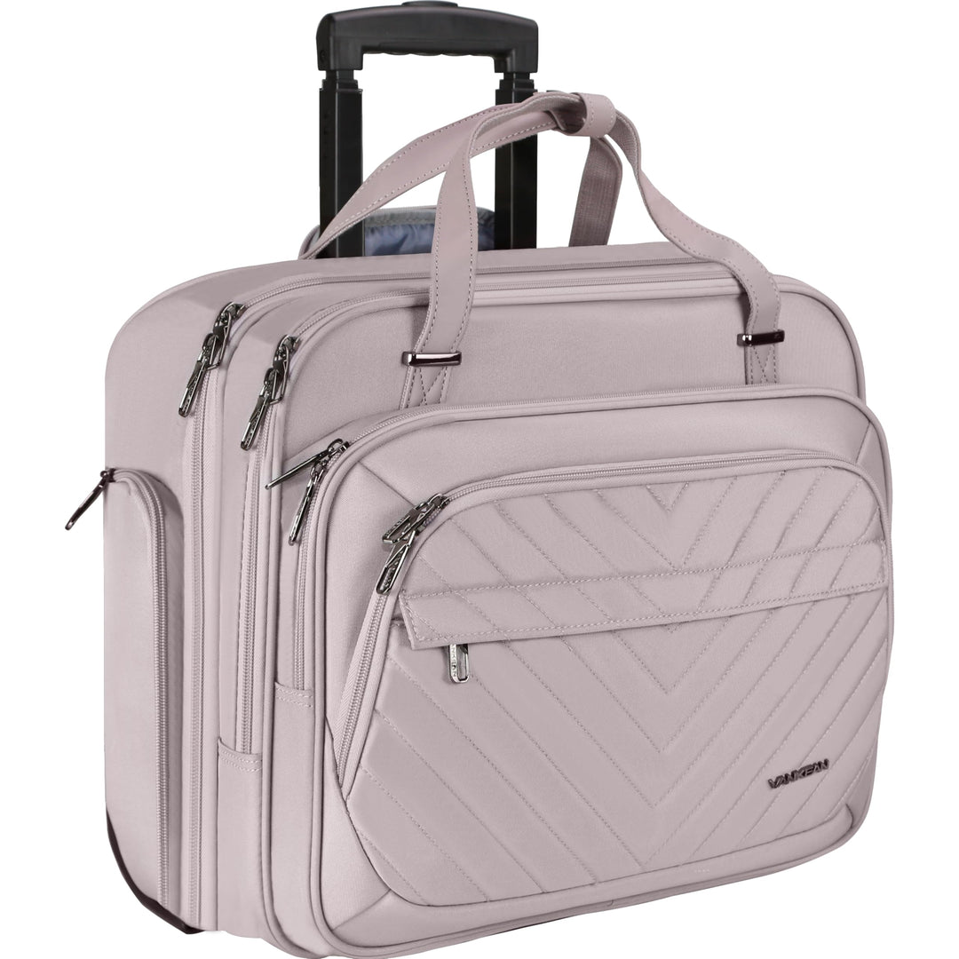VANKEAN Rollende Laptoptasche Frauen mit Rädern, passend für bis zu 15,6 Zoll Rollende Aktentasche W