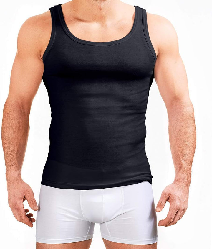 MERISH Herren Unterhemd 5er Pack Tank Top Feinripp Baumwolle 400 L 400d-10 Schwarz 10er Set, L 400d-