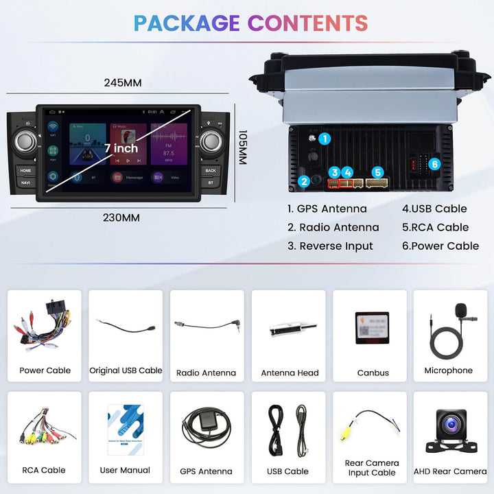 Hikity 2+64G Android 15 Autoradio für FIAT Punto(2005-2009) Linea(2007-2011) Radio Wireless CarPlay