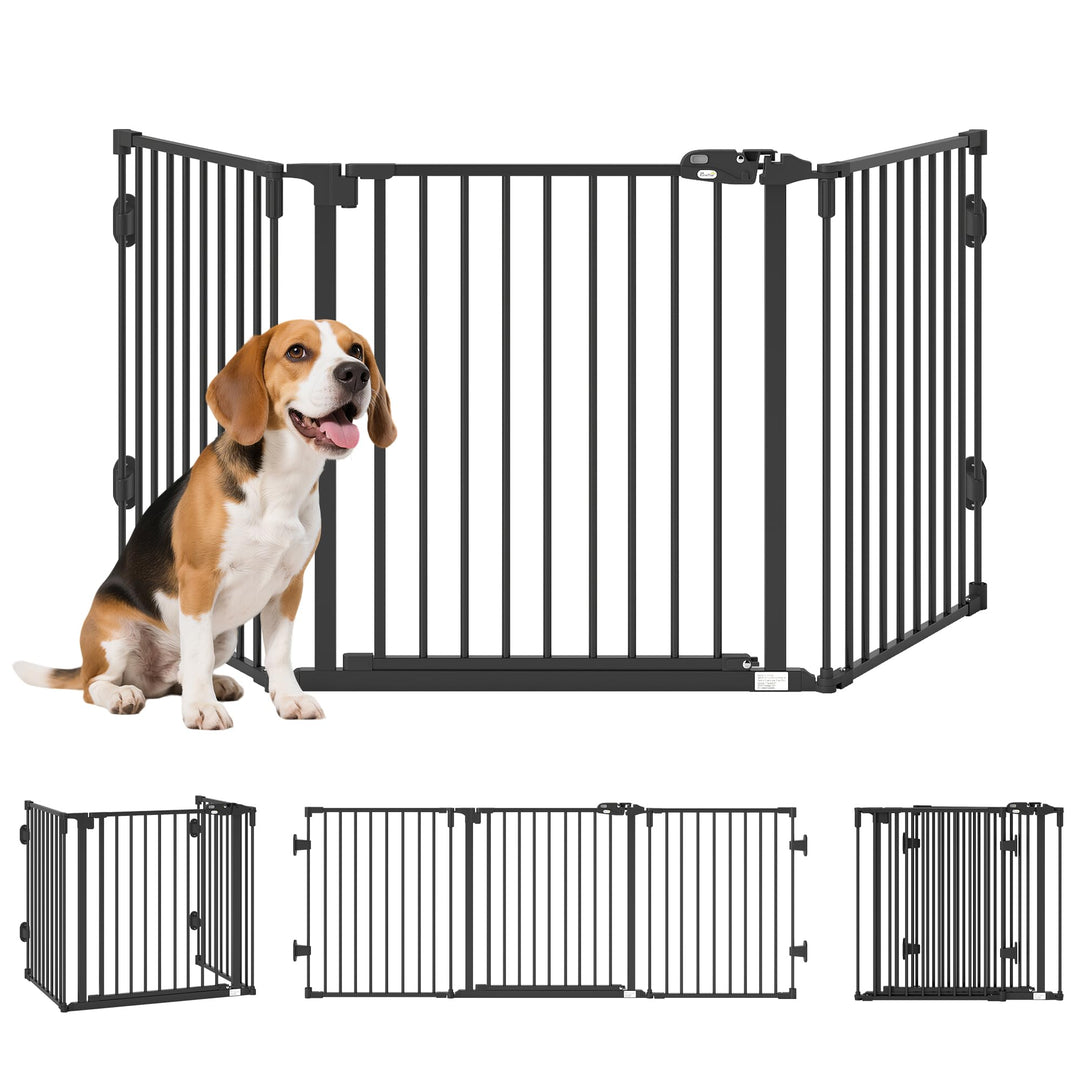 PawHut Hunde Absperrgitter Türschutzgitter Haustierschutzgitter verstellbar klappbar Kamingitter mit