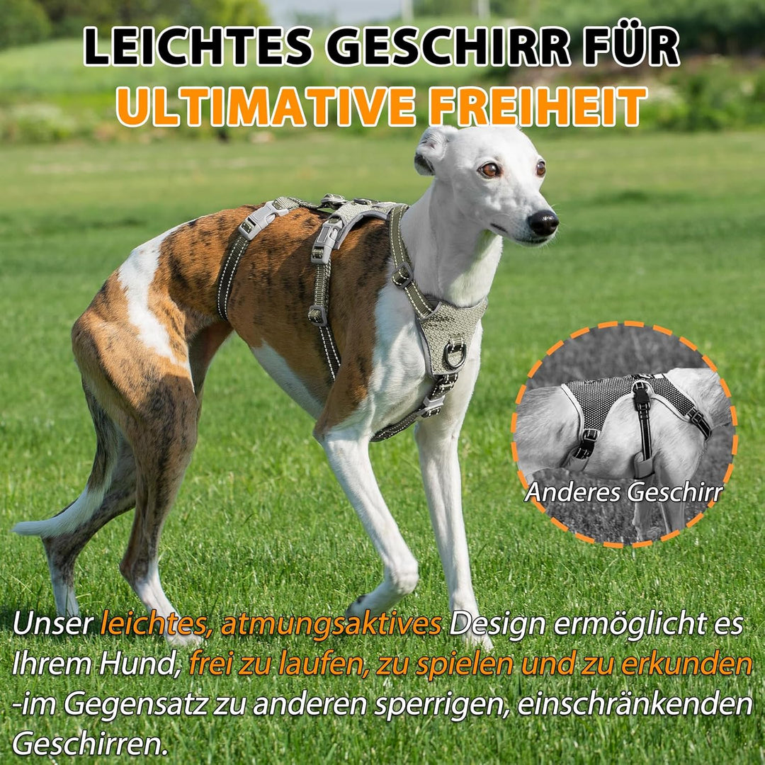 Huntboo Sicherheitsgeschirr Hund Ausbruchsicher, Panikgeschirr für Hunde, Anti Zug Hundegeschirr, Re