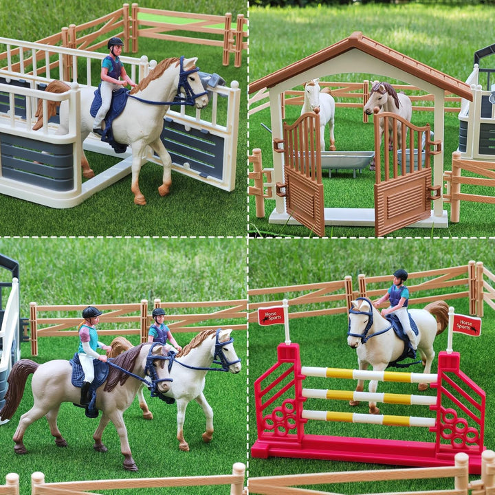Tacobear Pferde Spielzeug Horse Spielset Pferdekoppel Pferdestall Hindernisse Pferdefiguren Sammelfi