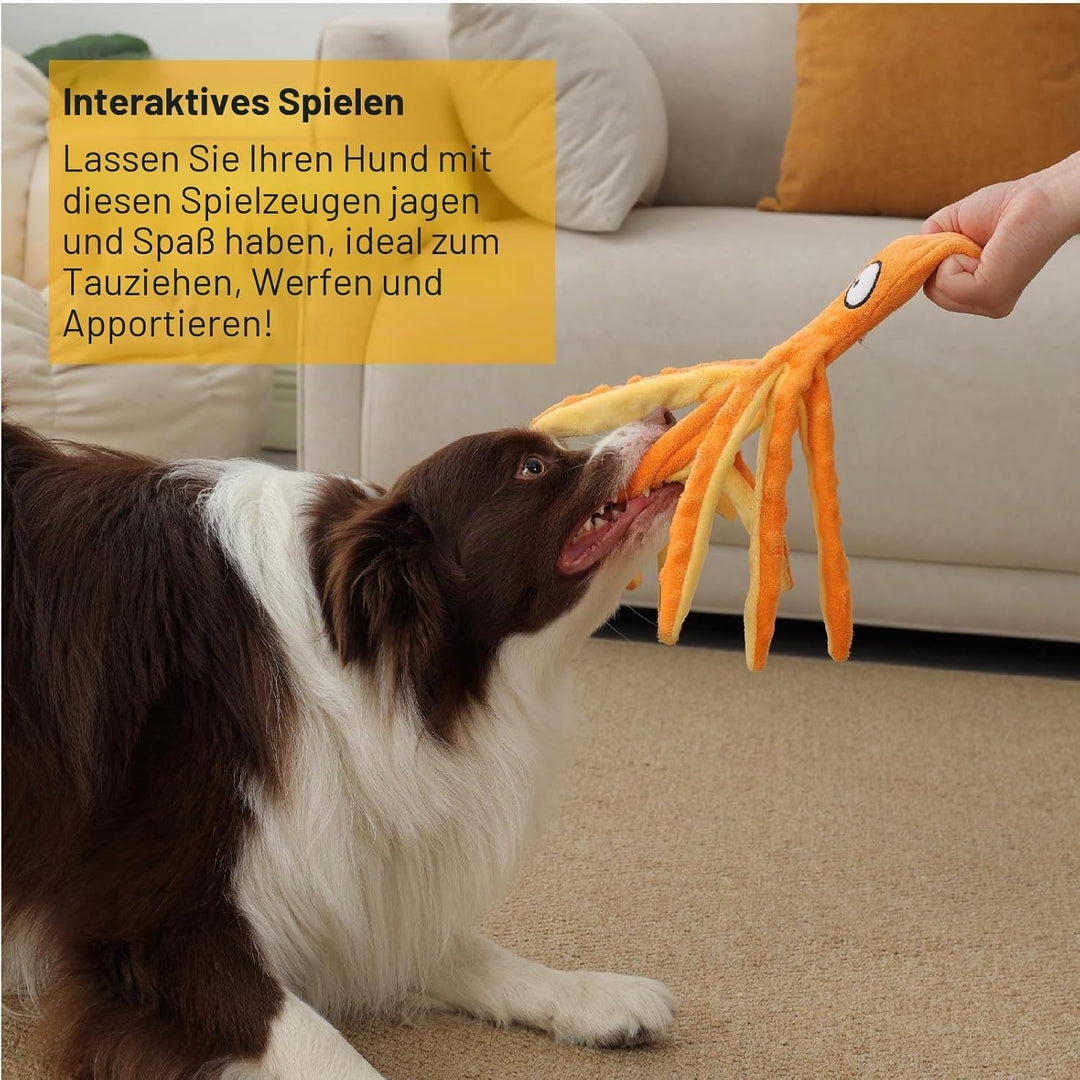 Hunde-Quietschspielzeug Krake, kein stopfendes Crinkle-Plüsch-Hundespielzeug für das von Welpen, lan