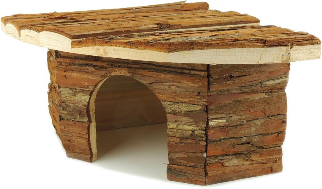 CLASSIC Kleintier-Eckheim - 22 x 22 x 13 cm Naturholz Versteck für Hamster, Mäuse, Rennmäuse &amp; ander