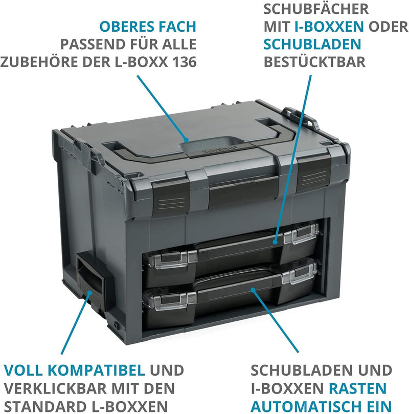 Bosch Sortimo Werkzeugkoffer-Set LS-BOXX 306 schwarz mit 2x i-BOXX leer | personalisiert mit Ihrem L