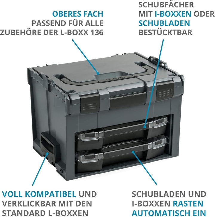 L-BOXX Sortimo Werkzeugkoffer-Set LS-BOXX 306 schwarz mit 2x i-BOXX leer | Transportsystem Werkzeug