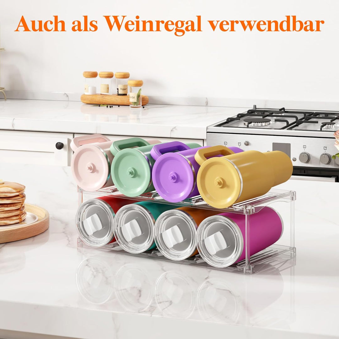Lifewit Stapelbarer Flaschenorganizer aus Kunststoff für Zuhause, Tumbler- und Becherhalter, Transpa