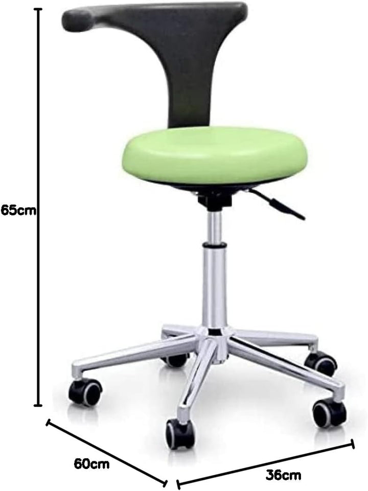 Quirumed Professioneller ergonomischer Hocker mit Rückenlehne, Pastellgrün, Gestell aus Edelstahl, K