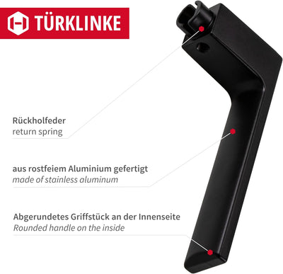 Gedotec Türklinke schwarz | 1 Set Türbeschlag schwarz Türgriffe Zimmertür modern eckige Rosette für