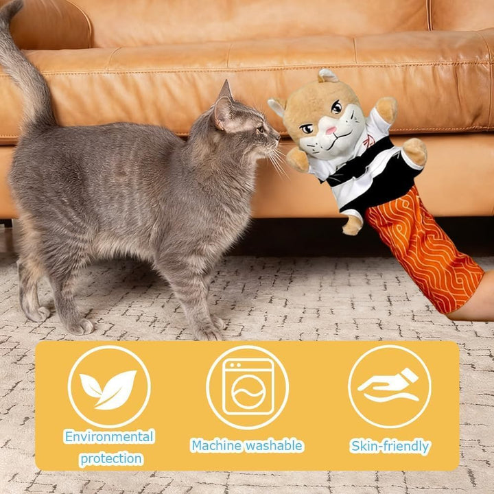 Handpuppe für Katzen mit Unterarmschutz, bewegliche Gliedmassen, 53 cm | Plüsch-Tierpuppe, weich und