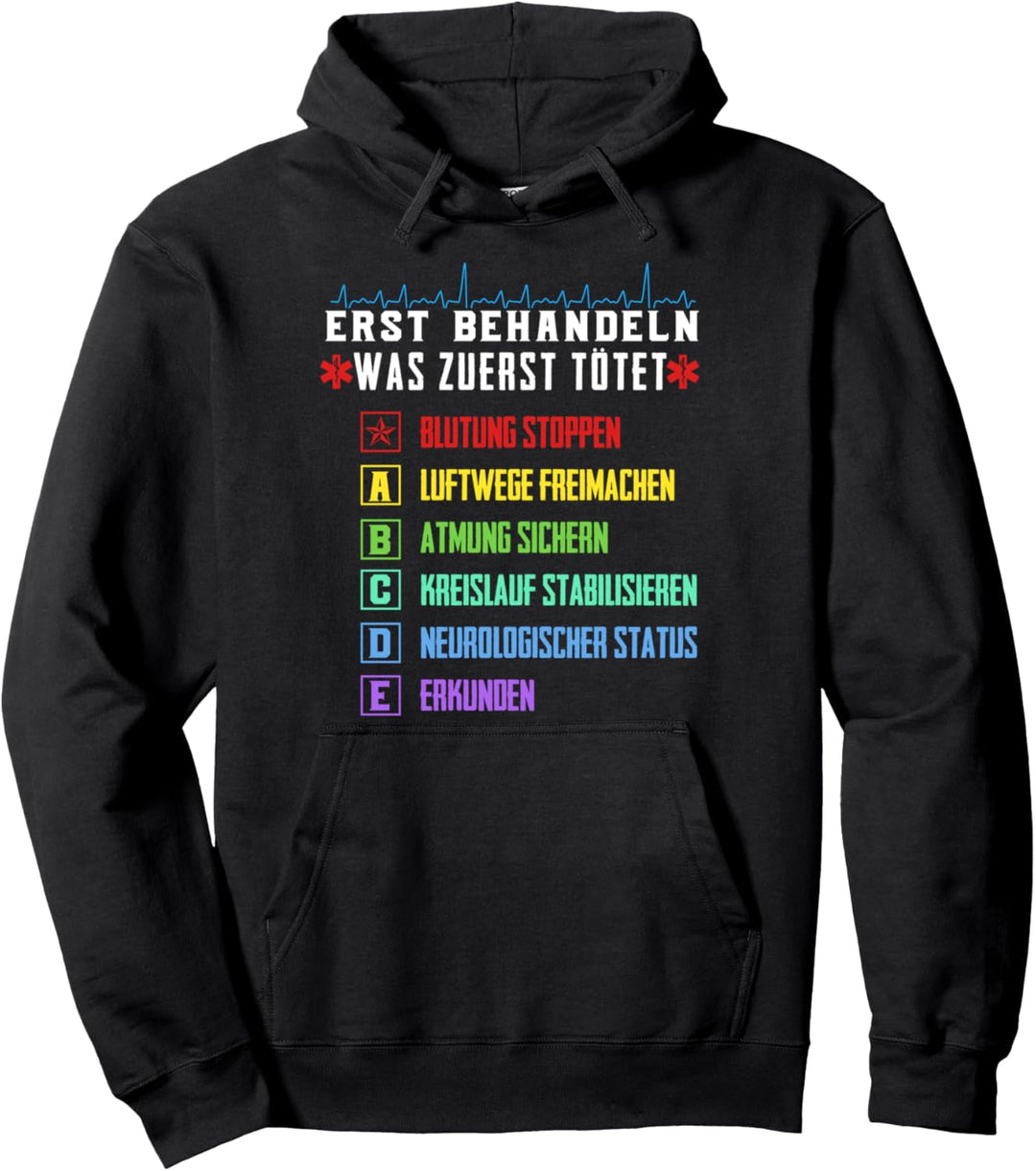 ABCDE Schema Rettungsdienst 112 Notfall Rettungssanitäter Pullover Hoodie