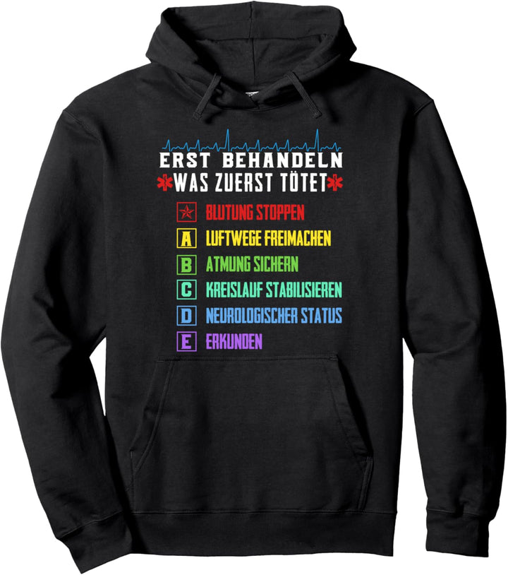 ABCDE Schema Rettungsdienst 112 Notfall Rettungssanitäter Pullover Hoodie