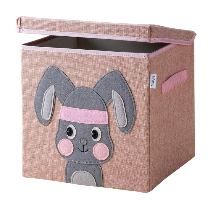 Aufbewahrungsbox mit Deckel und Hase I Spielzeugbox mit Tiermotiv passend für Würfelregale I Ordnung