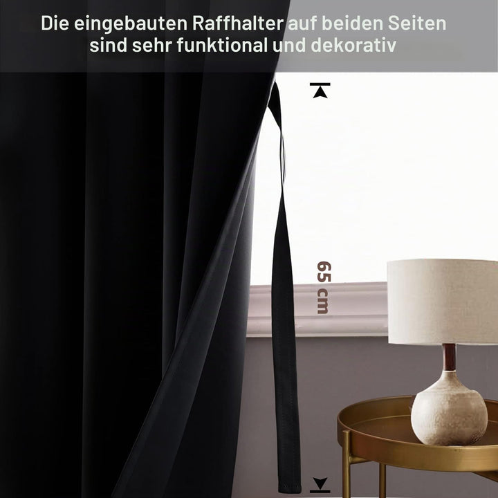 JIUZHEN Blickdicht Vorhänge Gardinen Ösenvorhang für Schlafzimmer Wohnzimmer,Schwarz Verdunkelungsvo