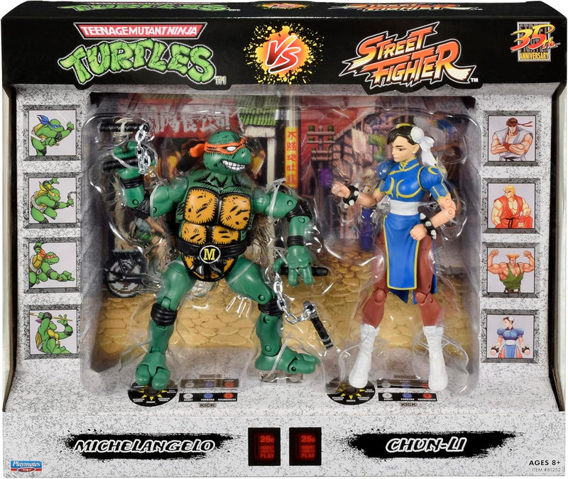 Bandai - 15 cm grosse offizielle Figuren Teenage Mutant Ninja Turtles x Street Fighter - Mike VS Chu