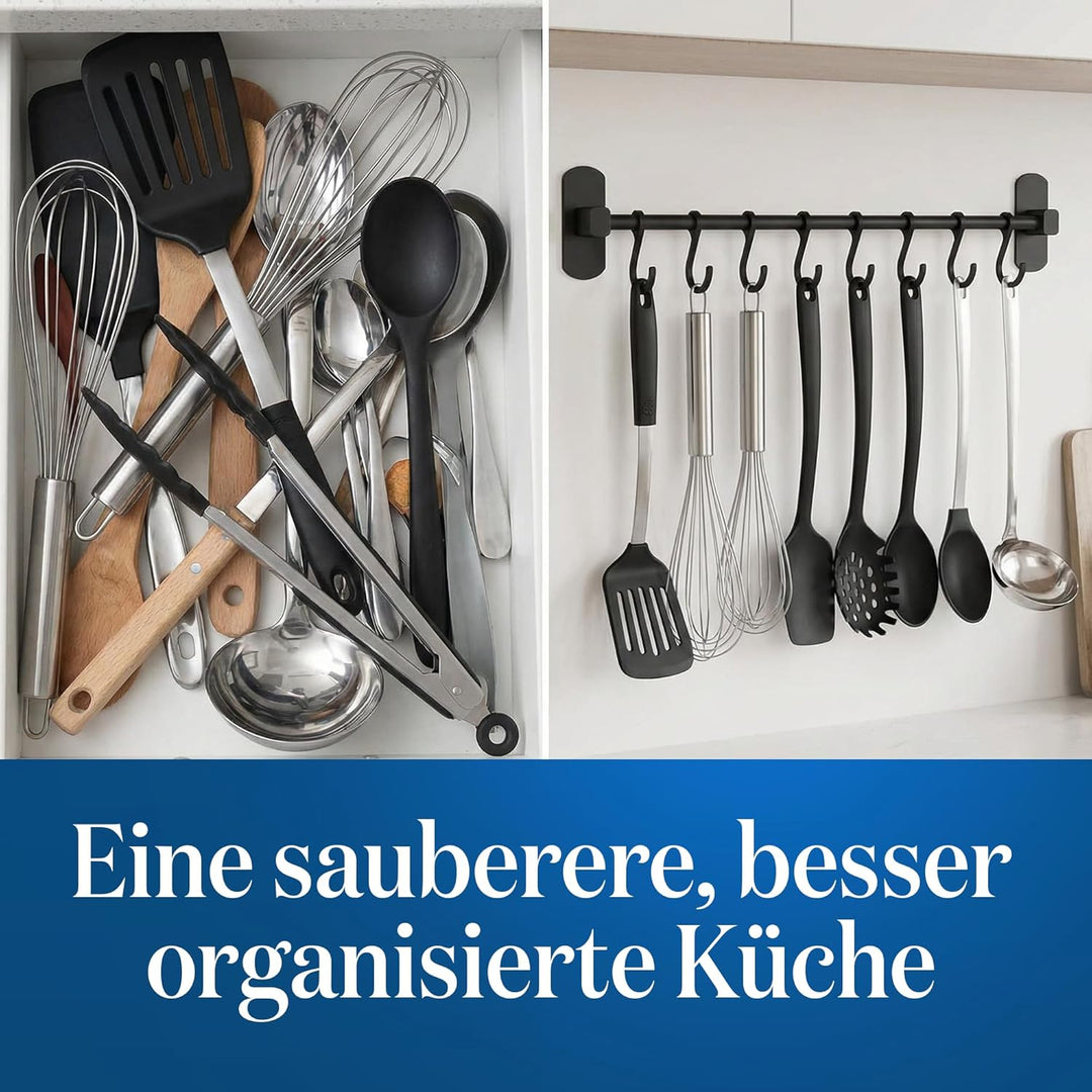 joeji's Kitchen Hakenleiste Küche - Küchenstange - Starker Selbstklebend 3M Ohne Bohren - Küchenleis