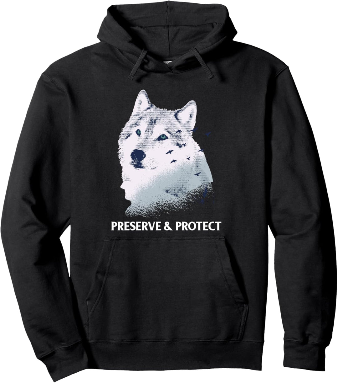Preserve and Protect Wölfe und Wolfsrudel Artenschutz Pullover Hoodie