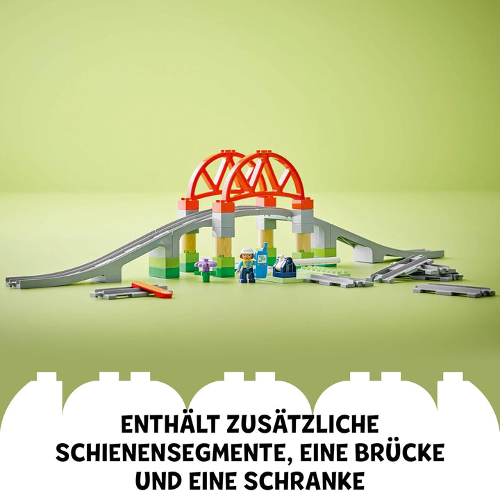LEGO DUPLO Town Eisenbahnbrücke und Schienen – Erweiterungsset, Geschenk für Kleinkinder ab 2 Jahren