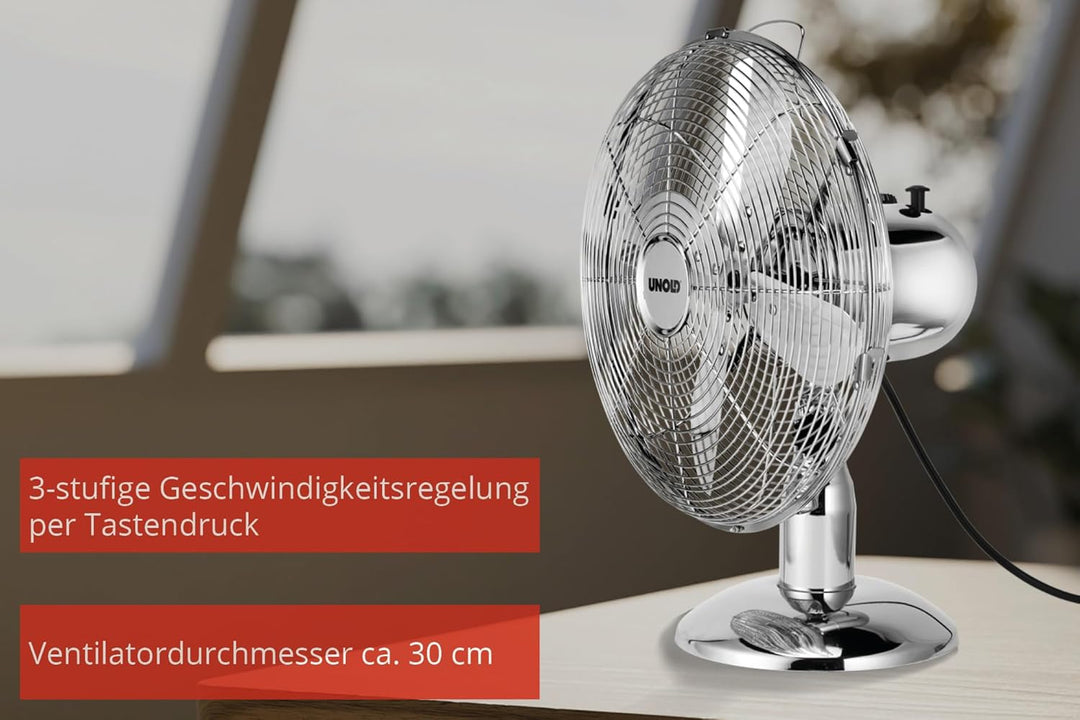Unold Tischventilator, 1 Stück, chromfarbend, 86830