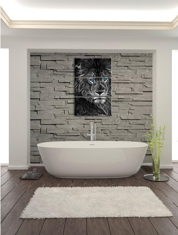 Pixxprint Dark Abstrakter Löwe als Leinwandbild/Grösse: 3 Teilig (120x80) cm/Wandbild/Kunstdruck/fer