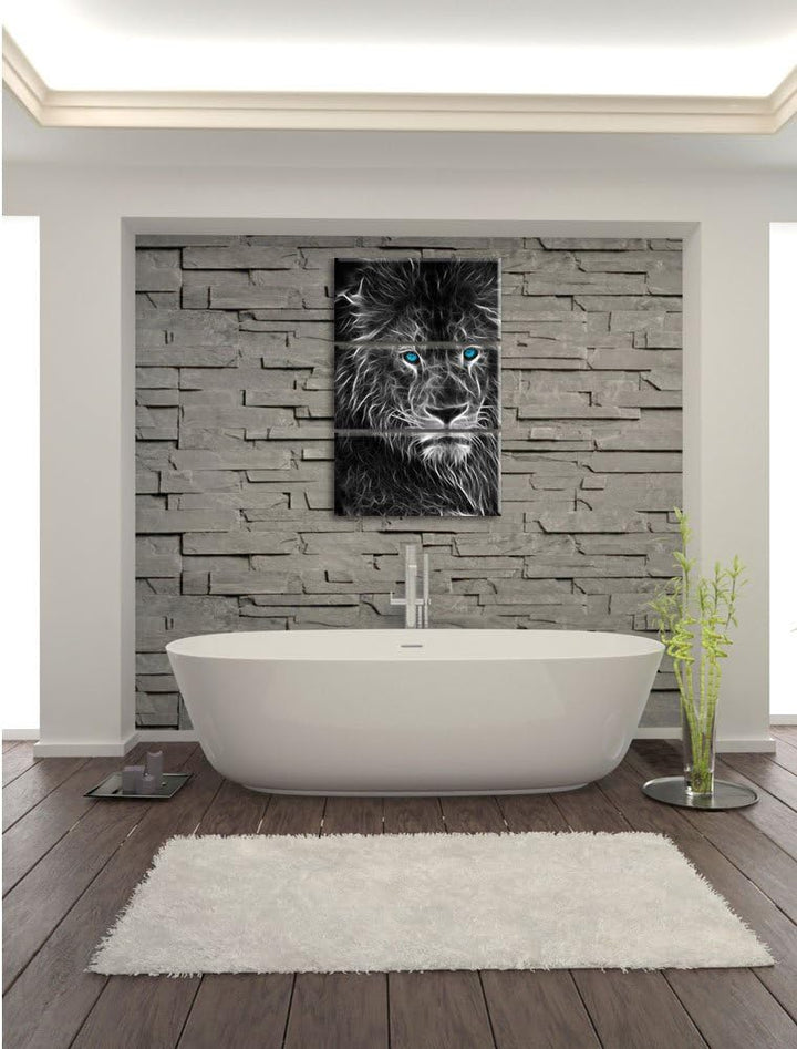 Pixxprint Dark Abstrakter Löwe als Leinwandbild/Grösse: 3 Teilig (120x80) cm/Wandbild/Kunstdruck/fer
