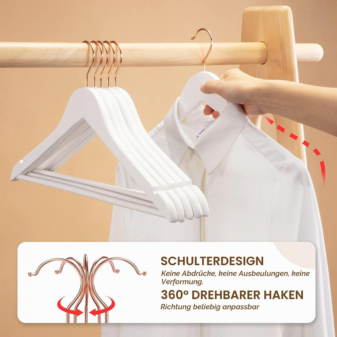 HOUSE DAY Kleiderbügel Holz, 20er Holzkleiderbügel, Kleiderbügel weiss für Anzüge, 360° drehbarer Ha