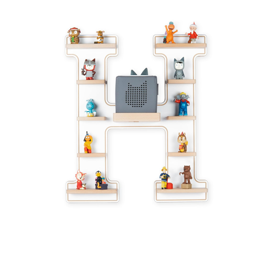 BOARTI das Original Kinder Regal Buchstabe H in Weiss - geeignet für die Toniebox und ca. 48 Tonies