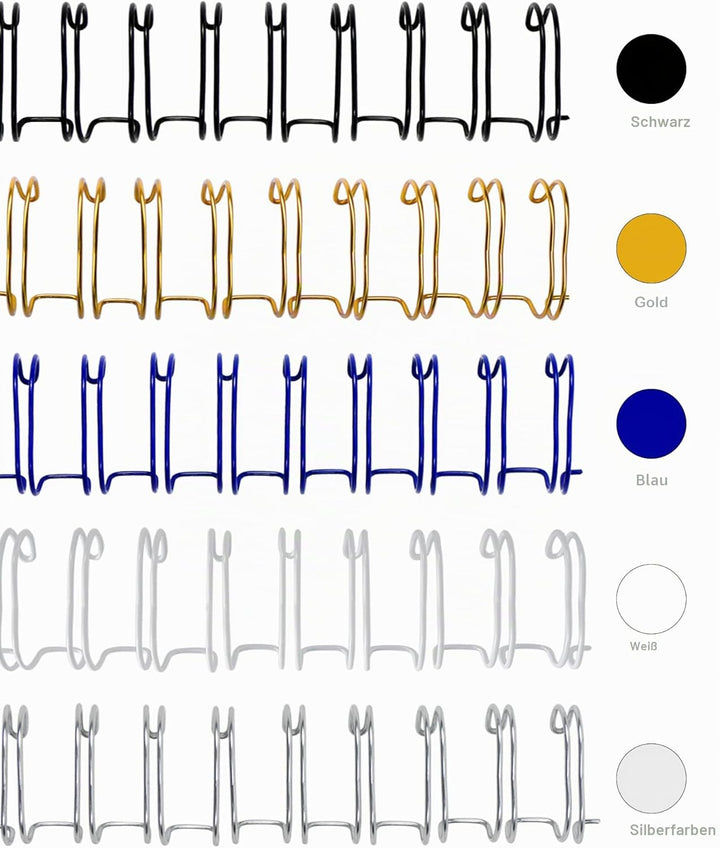 RAYSON Drahtbinderücken, 25 Blatt, 3:1 Teilung, 6,4 mm, 34 Schlaufen, A4, Mehrfarbig, Packung mit 10