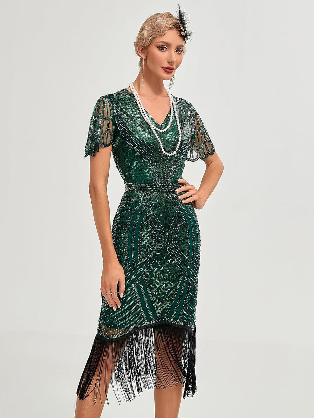 1920s Kleid Damen Flapper Charleston Kleid Gatsby Pailletten Cocktail Abschlussballkleid Party Kostü