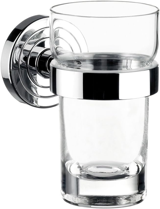Emco Polo Glashalter mit 1 Glas, eleganter Zahnbürstenhalter zur Wandmontage, hochwertiger Zahnputzb