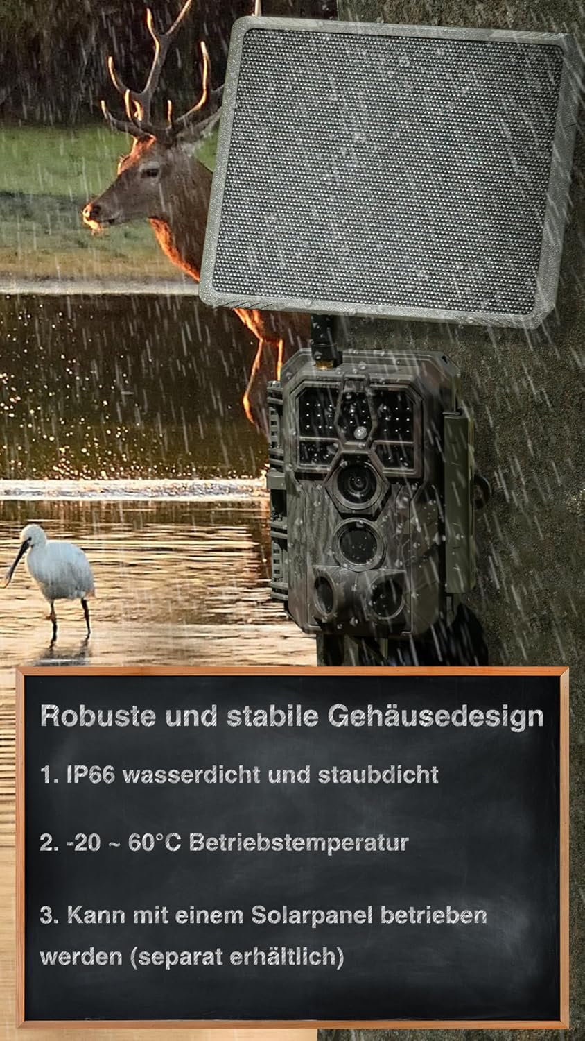 GardePro X50 Pro Max 4G LTE Wildkamera mit Live-Streaming, Wiederaufladbare 8000mAh Batterie, integr