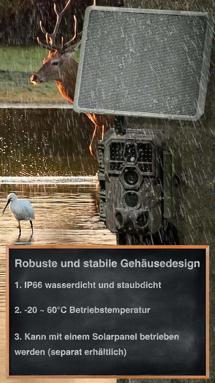 GardePro X50 Pro Max 4G LTE Wildkamera mit Live-Streaming, Wiederaufladbare 8000mAh Batterie, integr