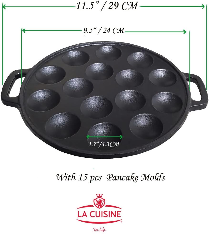 La Cuisine Poffertjespfanne aus Gusseisen mit mattschwarzer Emaillebeschichtung Poffertjes Maker Dut