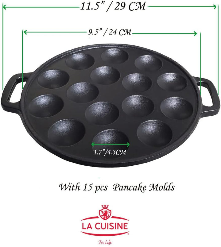 La Cuisine Poffertjespfanne aus Gusseisen mit mattschwarzer Emaillebeschichtung Poffertjes Maker Dut