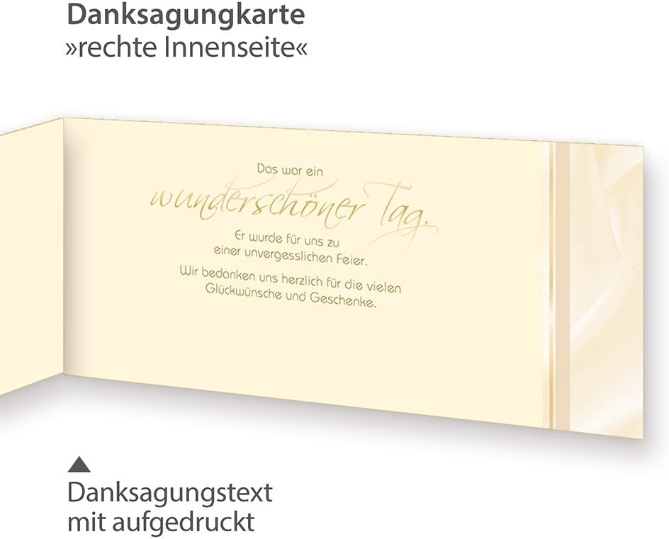 tatmotive Danksagungskarten Hochzeit PERLMUTT (20 Sets) sehr elegante Dankeskarten für Hochzeit, ink